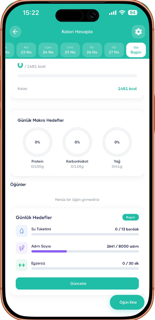 Mobil uygulama — Kalori takibi